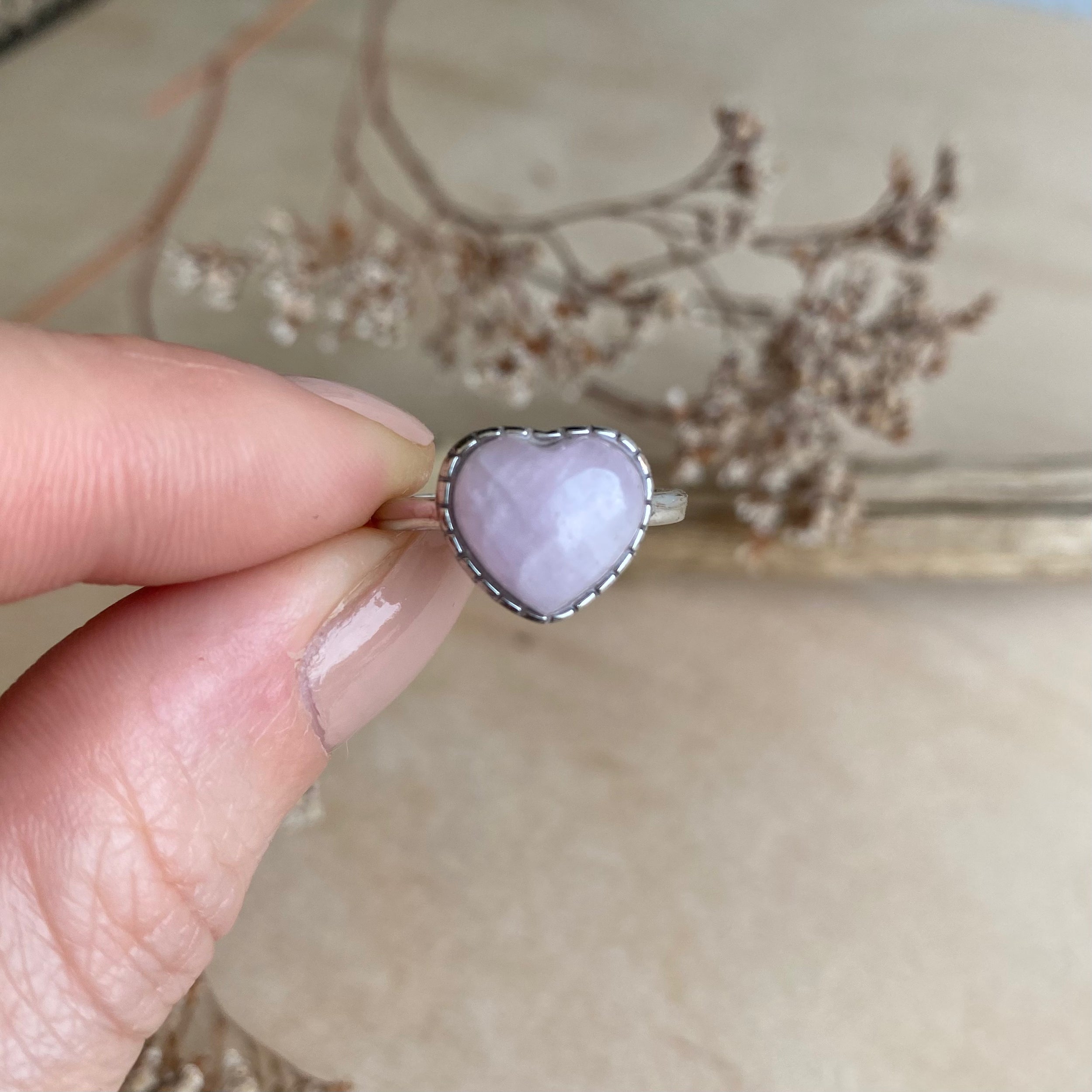Kunzit Herz Ring