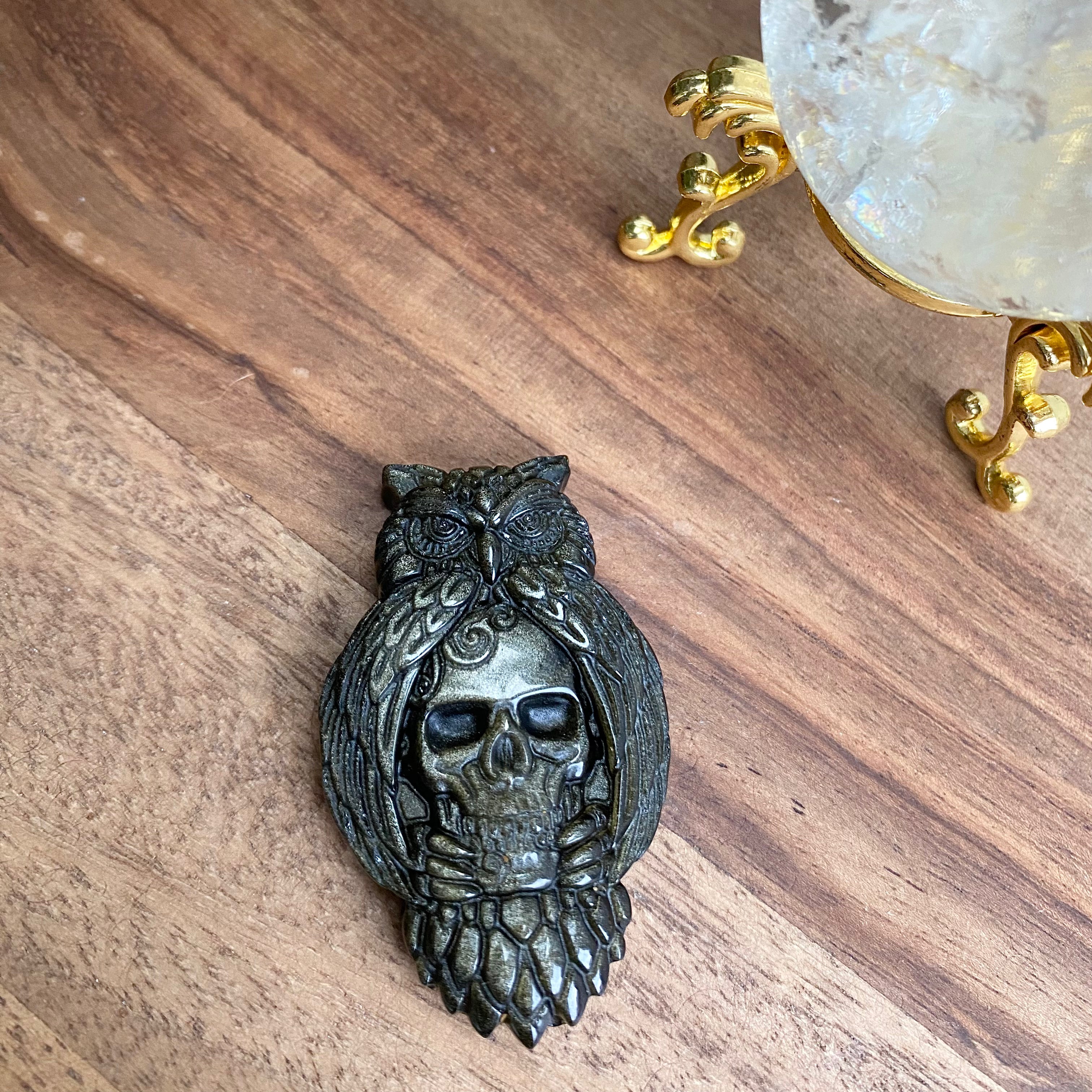 Goldobsidian Eule & Skull