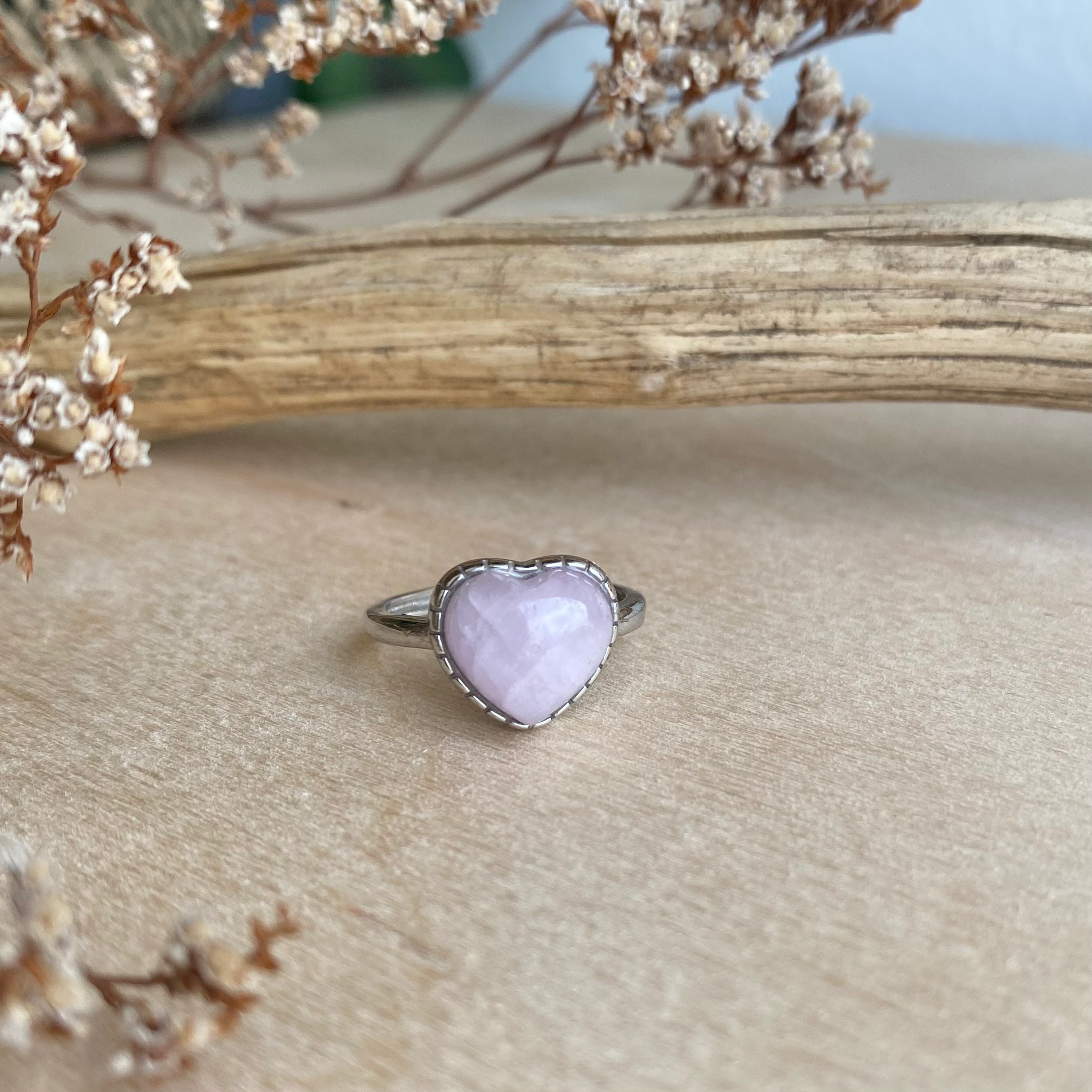 Kunzit Herz Ring