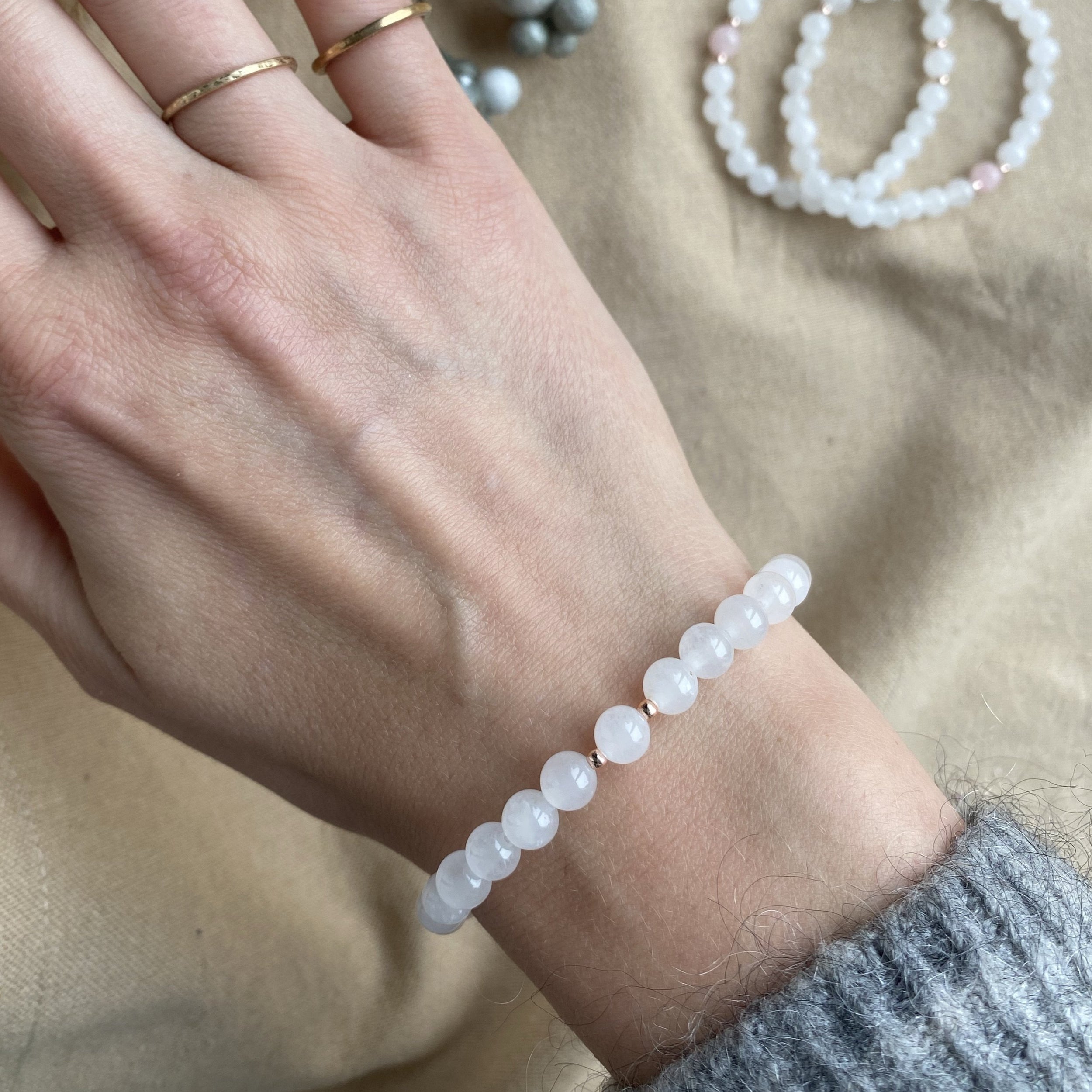 HARMONY Armband | ROSENQUARZ & JADE - Darstellung